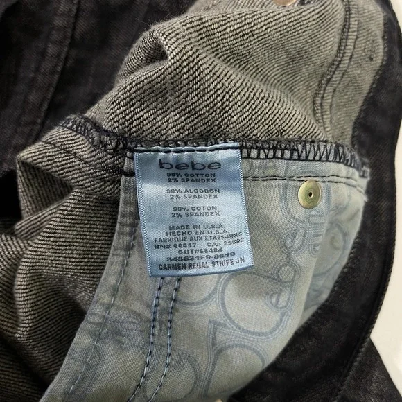 Vintage Y2K Bebe Dark Wash Black Flare Low Rise Jeans Womens Size 31 (34x35) USA - Picture 9 of 9